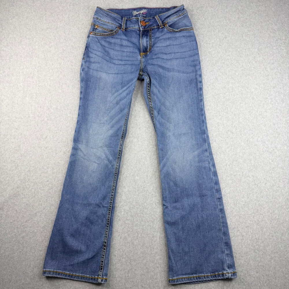 Wrangler Y2K Bootcut Jeans Womens 5/6 30 Pink Stitch Western Cowgirl Denim